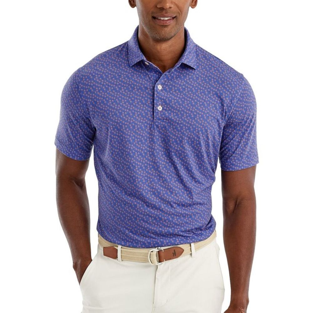 johnnie-O Blue Polo with Pink palm Print